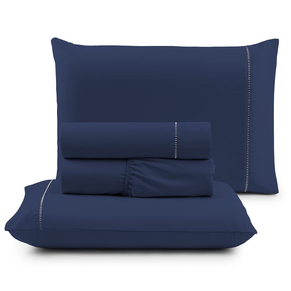 Jogo de Cama Queen Percal 400 Fios Ponto Palito 04 Peças, Antiácaro, Anti-pilling com Toque Macio - Branco