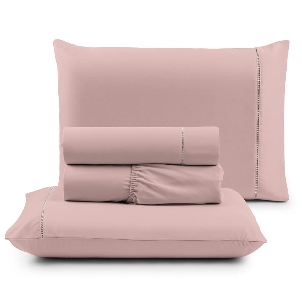 Jogo de Cama Queen Percal 400 Fios Ponto Palito 04 Peças, Antiácaro, Anti-pilling com Toque Macio - Branco