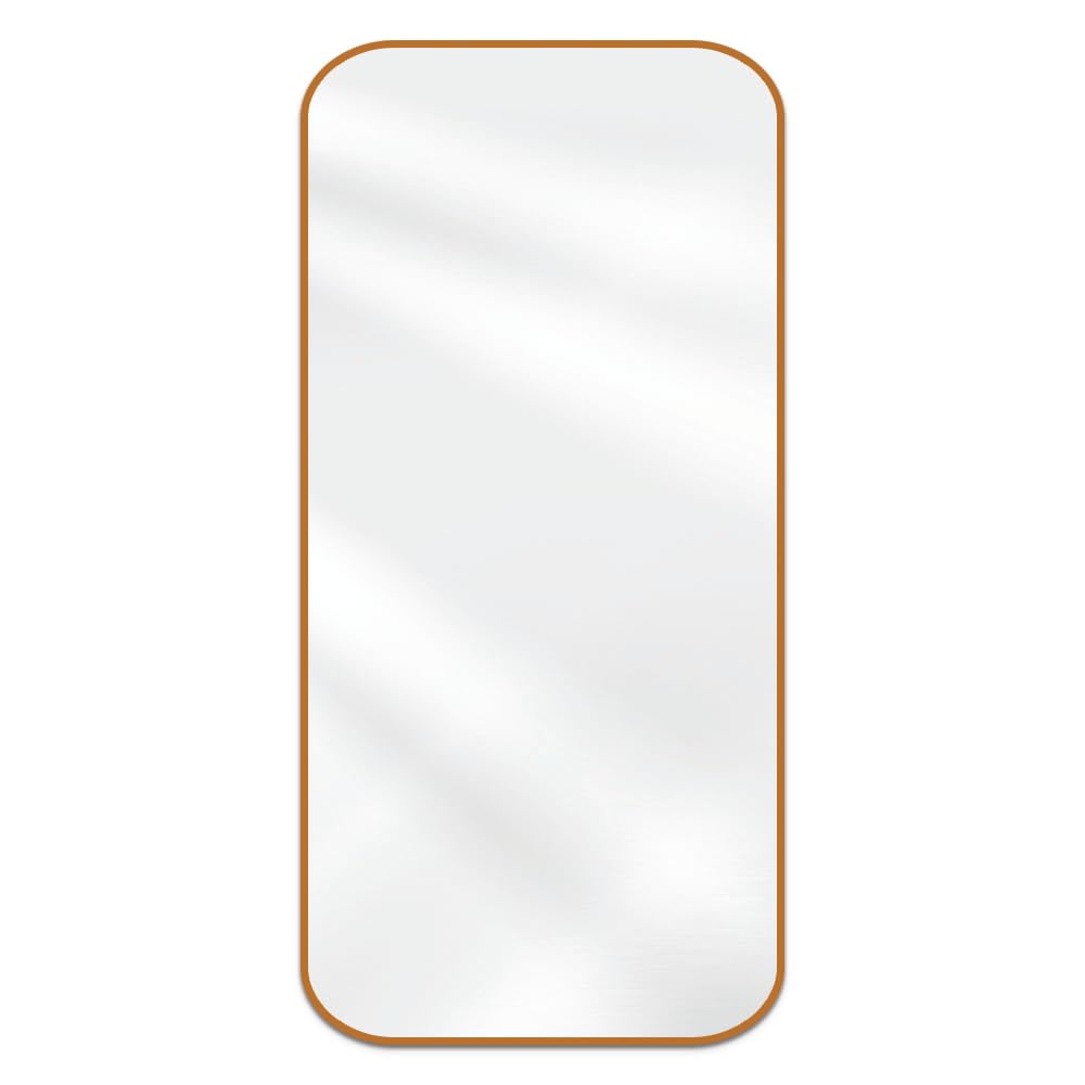 Espelho de Corpo Inteiro Retangular Cantos Arredondado 110x53 – Elegância e Amplitude para Seu Ambiente (Caramelo)