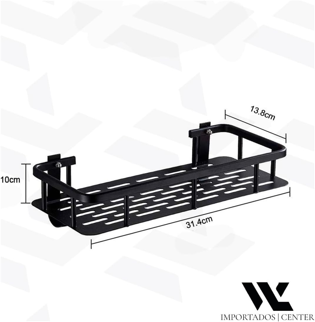 Kit 2 Nichos Prateleiras Suporte Porta Shampoo Box Banheiro Sem Furar Parede (Preto)