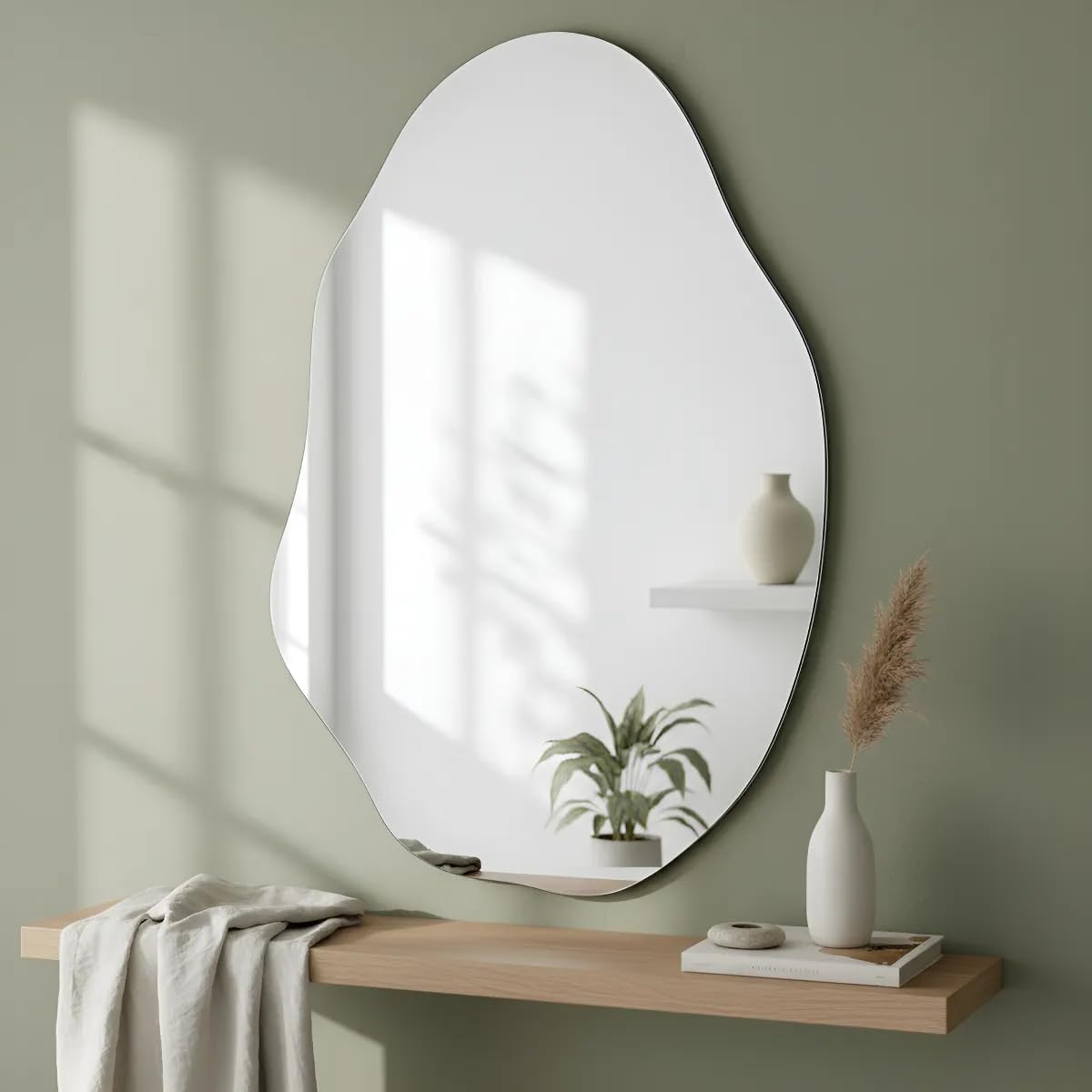 Espelho Lapidado Orgânico Grande 90x60cm Banheiro Sala de estar Quarto Closet