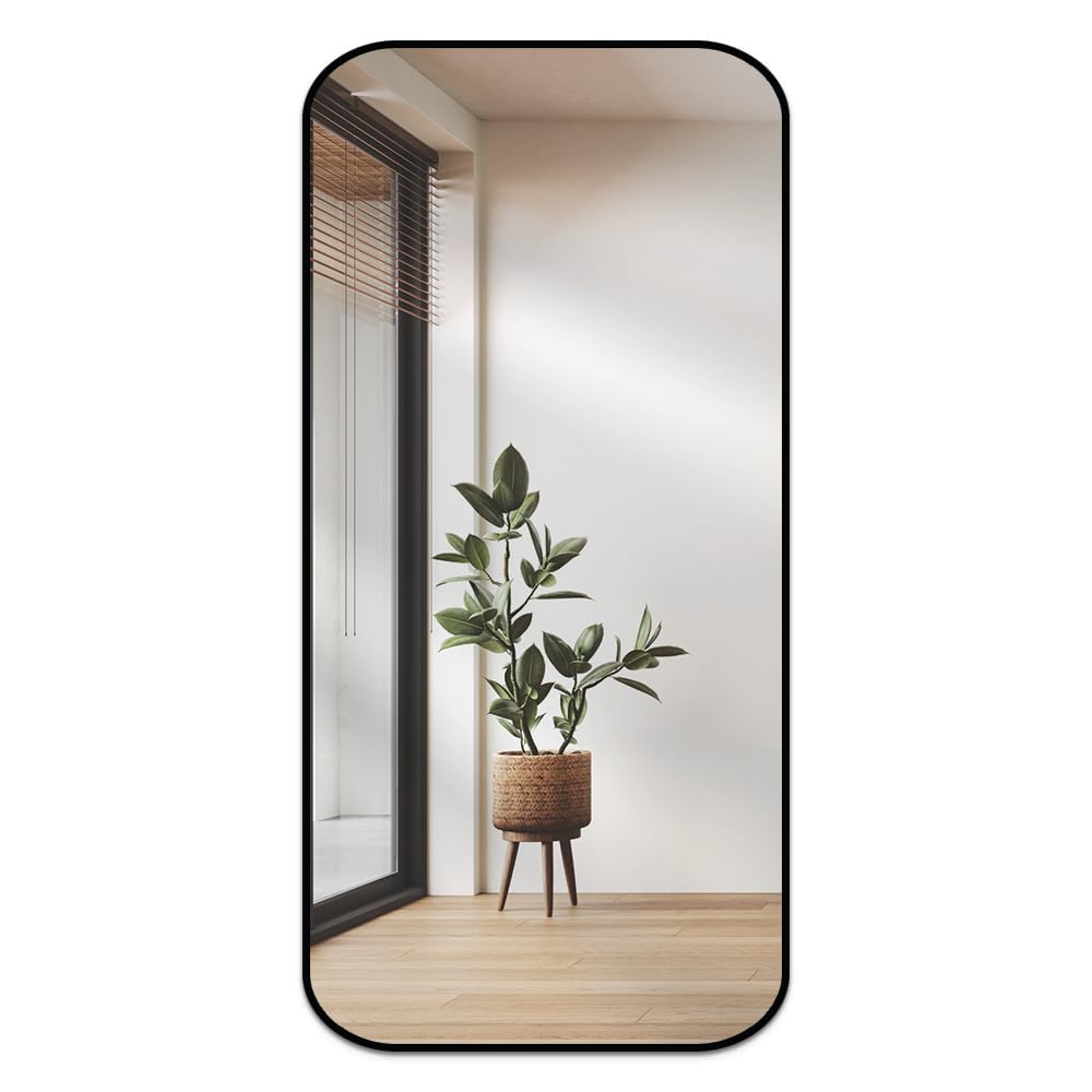 Espelho de Corpo Inteiro Retangular Cantos Arredondado 110x53 – Elegância e Amplitude para Seu Ambiente (Caramelo)