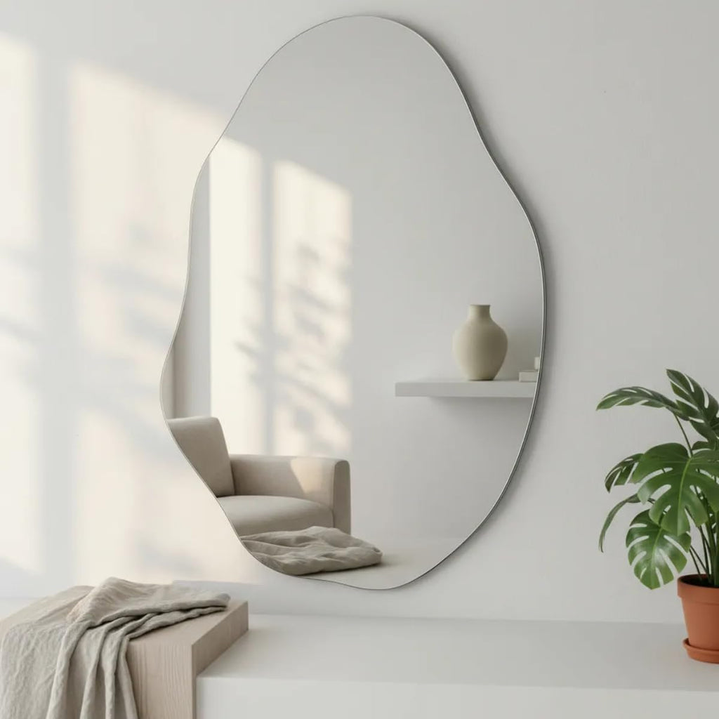 Espelho Lapidado Orgânico Grande 90x60cm Banheiro Sala de estar Quarto Closet