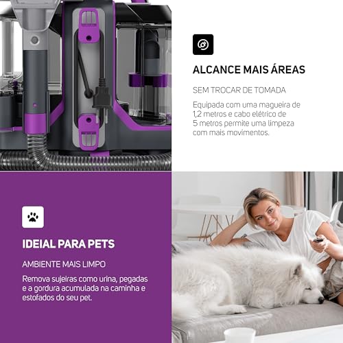 WAP Extratora Portátil Spot Cleaner W3, 3 em 1, Borrifa, Esfrega e Extrai, com Sistema de Autolimpeza, 1450W 220V