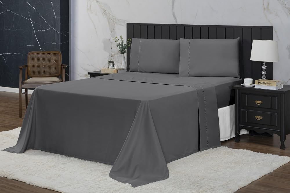 Jogo de Cama Queen Percal 400 Fios Ponto Palito 04 Peças, Antiácaro, Anti-pilling com Toque Macio - Branco