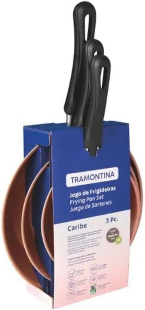 Tramontina JOGO FRIGIDEIRAS 3PCS CARIBE PRETO - SORTIDOS DE ALUMINIO COM REV ANTIADERENTE E POLIESTER