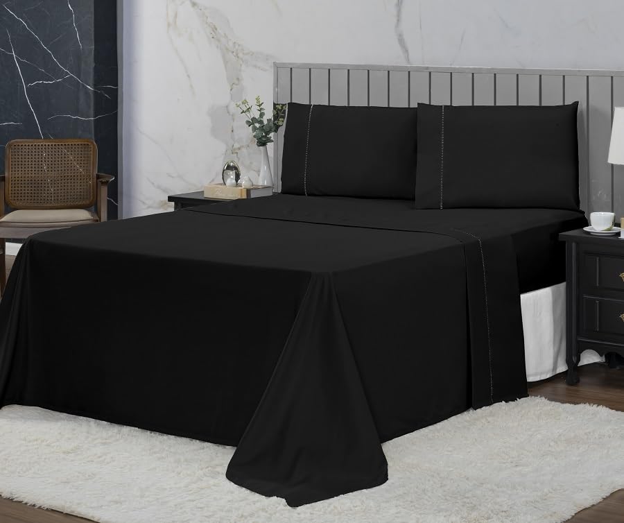 Jogo de Cama Queen Percal 400 Fios Ponto Palito 04 Peças, Antiácaro, Anti-pilling com Toque Macio - Branco