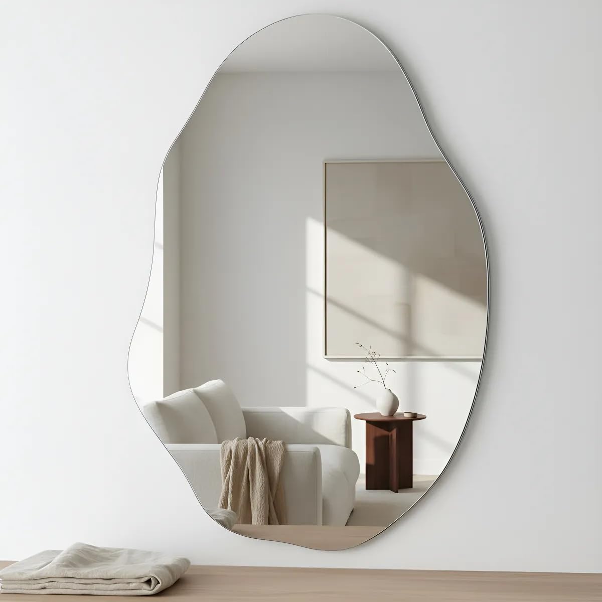 Espelho Lapidado Orgânico Grande 90x60cm Banheiro Sala de estar Quarto Closet