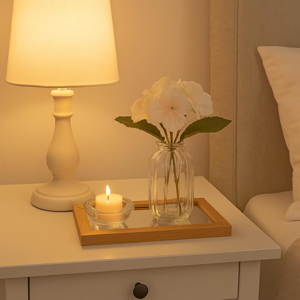 Kit Decorativo com Vaso de Vidro e Bandeja – Arranjo Artificial – Estilo Boho Natural para Sala, Quarto, Escritório e Presente