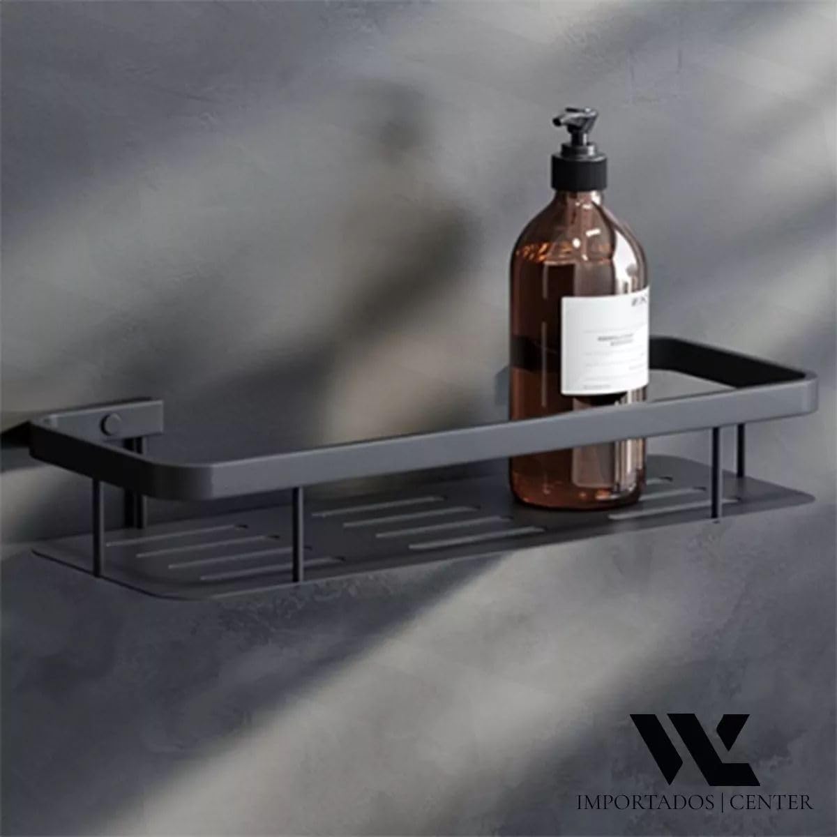 Kit 2 Nichos Prateleiras Suporte Porta Shampoo Box Banheiro Sem Furar Parede (Preto)