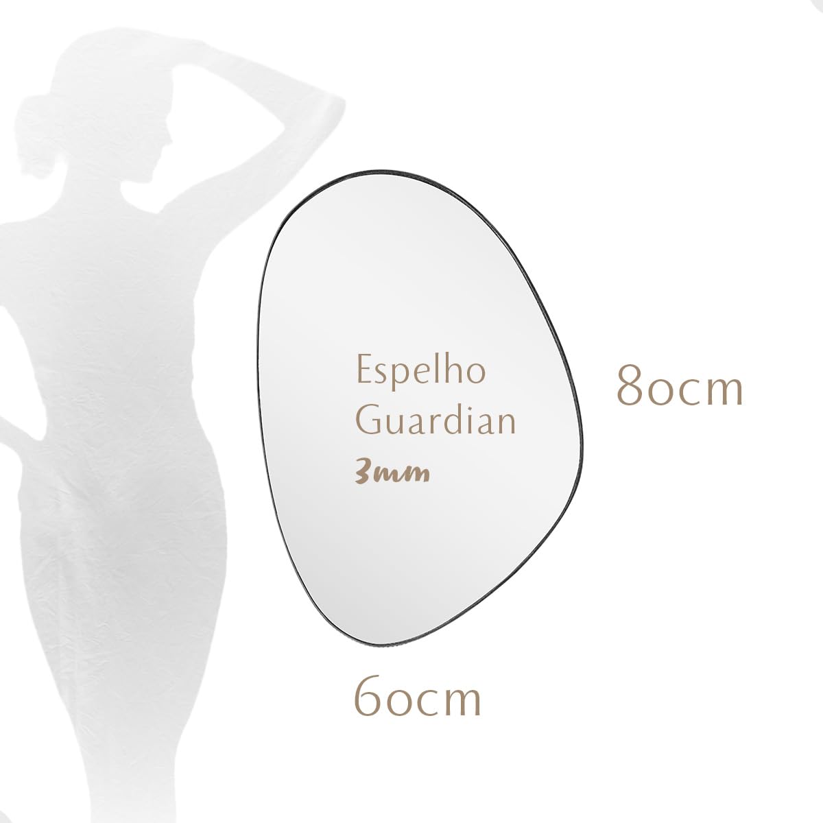 Espelho Orgânico Grande 60x80cm de Parede Lavabo Banheiro Sala Quarto Acabamento em Couro Ecológico 3cm Modelo Pinterest Nuvem Café