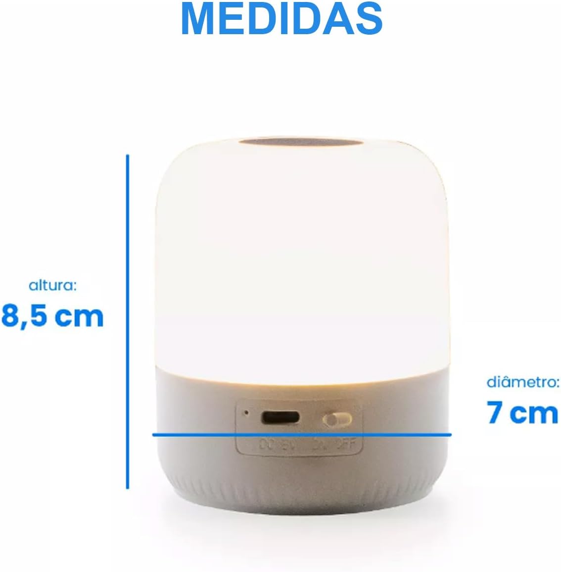 Luminária de Mesa Abajur de Cabeçeira com 3 Modos de Iluminação 360° LED Botão Touch Sem Fio Recarregável Para Criado Mudo, Estudos, Trabalho, Quarto, Escritório, Sala, Decoração e Leitura (8,5x7cm)