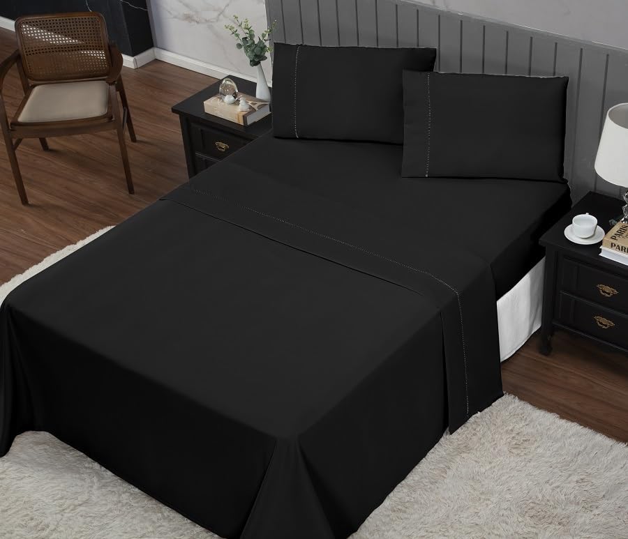 Jogo de Cama Queen Percal 400 Fios Ponto Palito 04 Peças, Antiácaro, Anti-pilling com Toque Macio - Branco