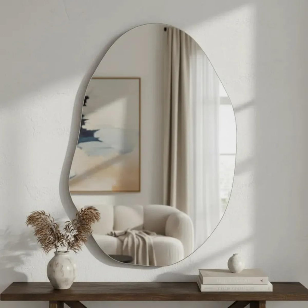 Espelho Lapidado Orgânico Grande 90x60cm Banheiro Sala de estar Quarto Closet