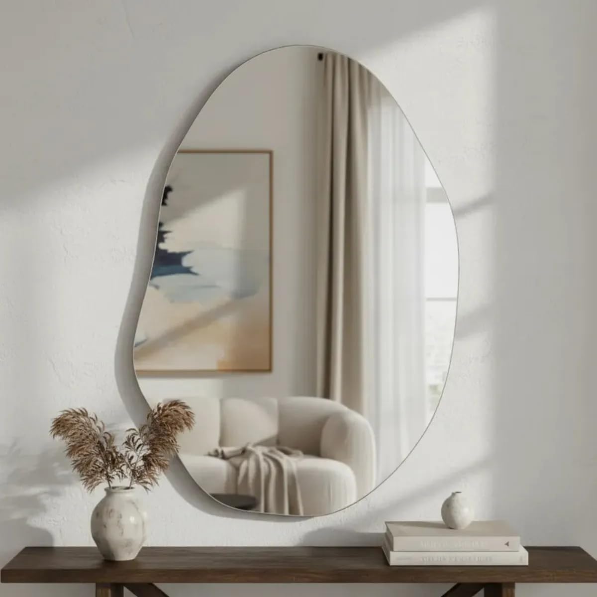 Espelho Lapidado Orgânico Grande 90x60cm Banheiro Sala de estar Quarto Closet