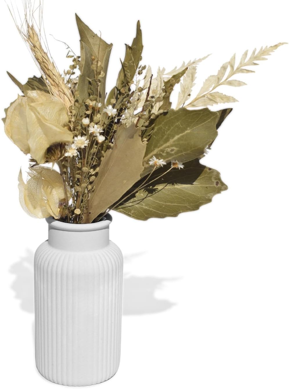 Arranjo De Flores Secas Decorativo Vaso Garrafa Listras