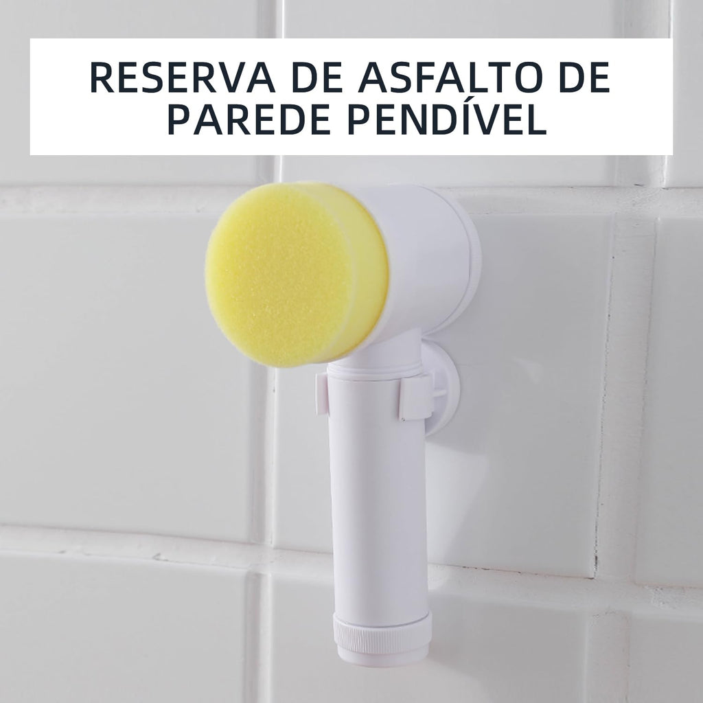 Escova de Limpeza Elétrica Portátil Sem Fio Recarregável - Giratória, com 7 Cabeças de Escova Elétrica em 1 para Lavagem de Pratos, Banheiro, Piso, Vidro e Limpeza Doméstica Geral (Branco, 5 em 1)