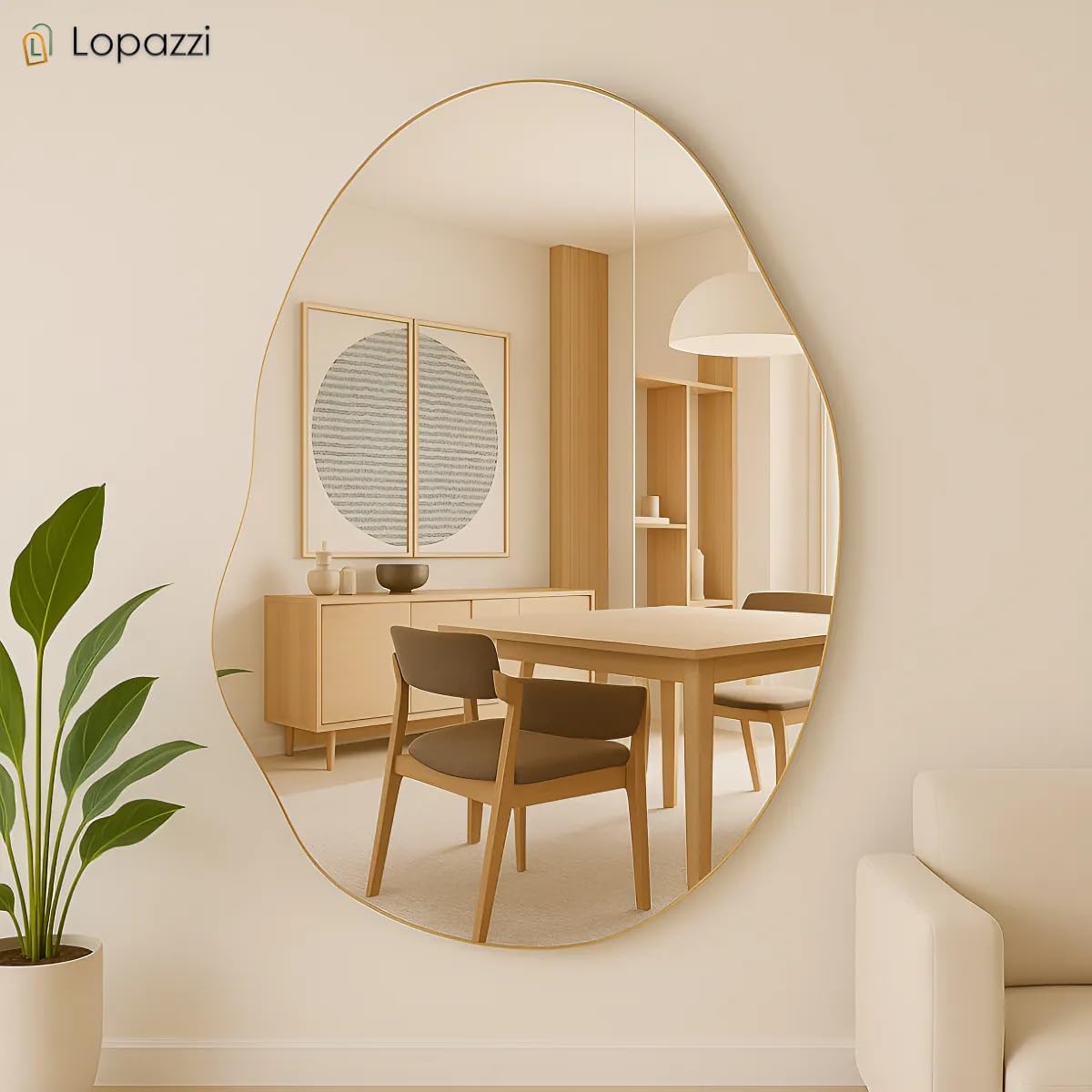 Espelho Lapidado Orgânico Grande 90x60cm Banheiro Sala de estar Quarto Closet