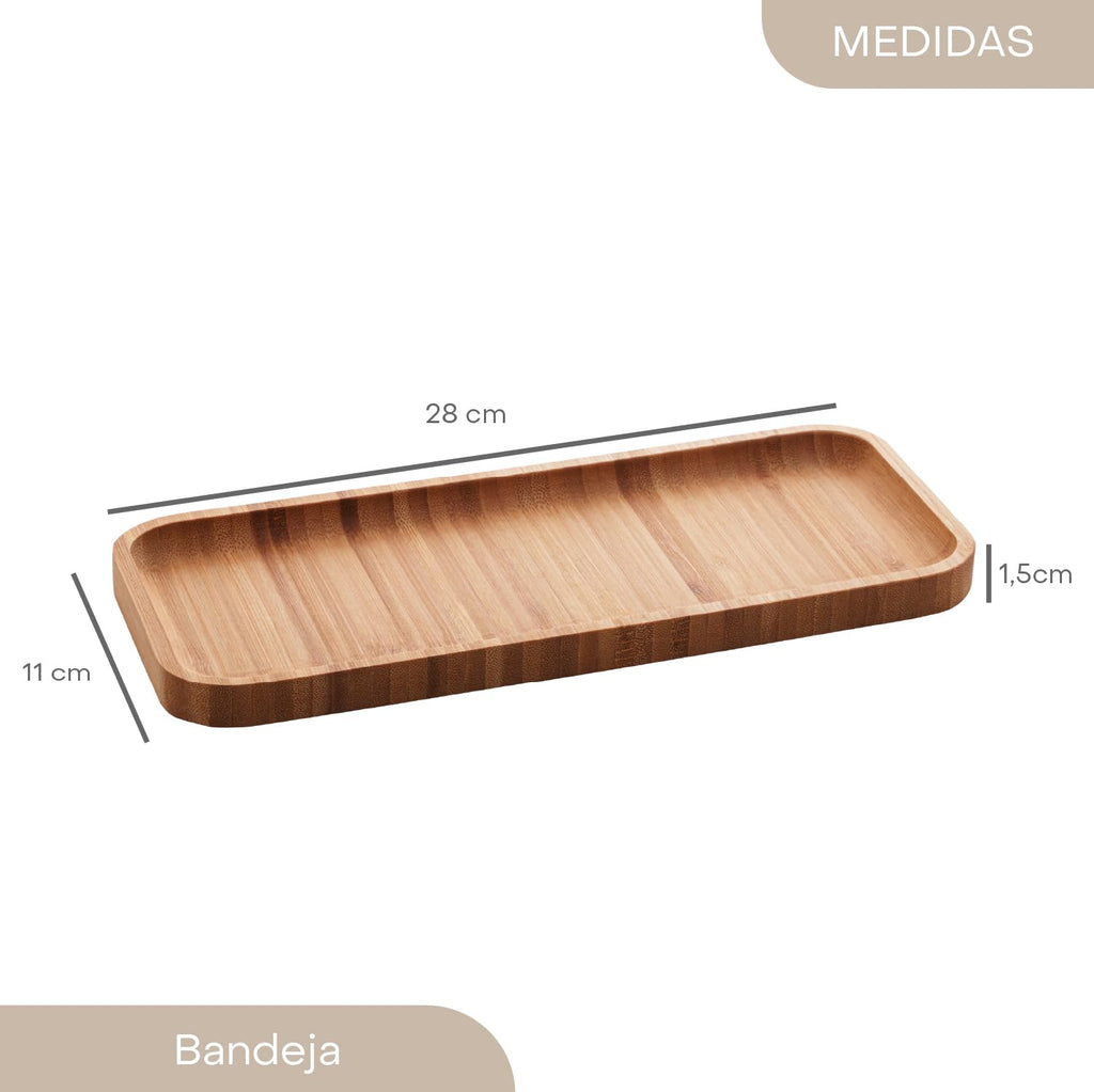 LYOR - Bandeja de Bambu Hire Marrom Natural 20cm - Mesa Posta - Organização - Utensílios de Cozinha - Enxoval - Decoração - Travessa Retangular - Petisqueira - Utilidades Domésticas