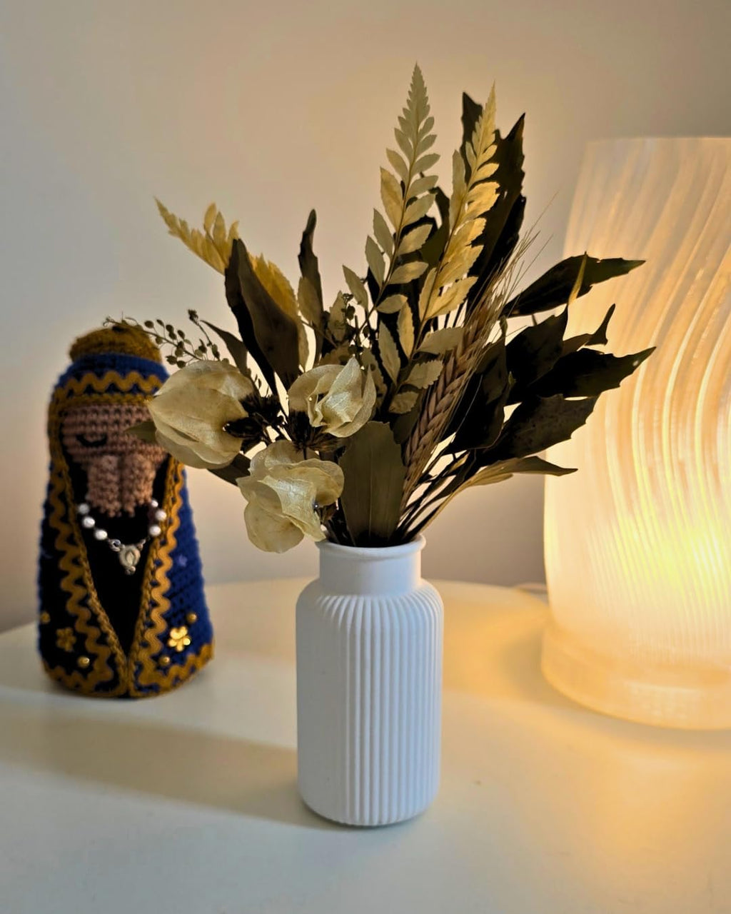 Arranjo De Flores Secas Decorativo Vaso Garrafa Listras