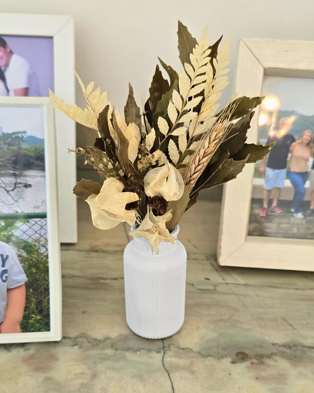 Arranjo De Flores Secas Decorativo Vaso Garrafa Listras