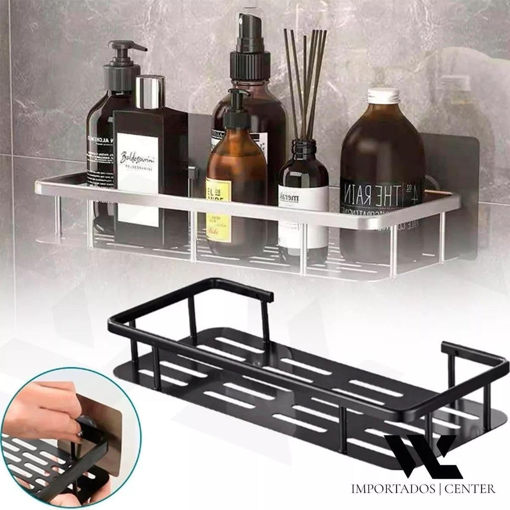 Kit 2 Nichos Prateleiras Suporte Porta Shampoo Box Banheiro Sem Furar Parede (Preto)