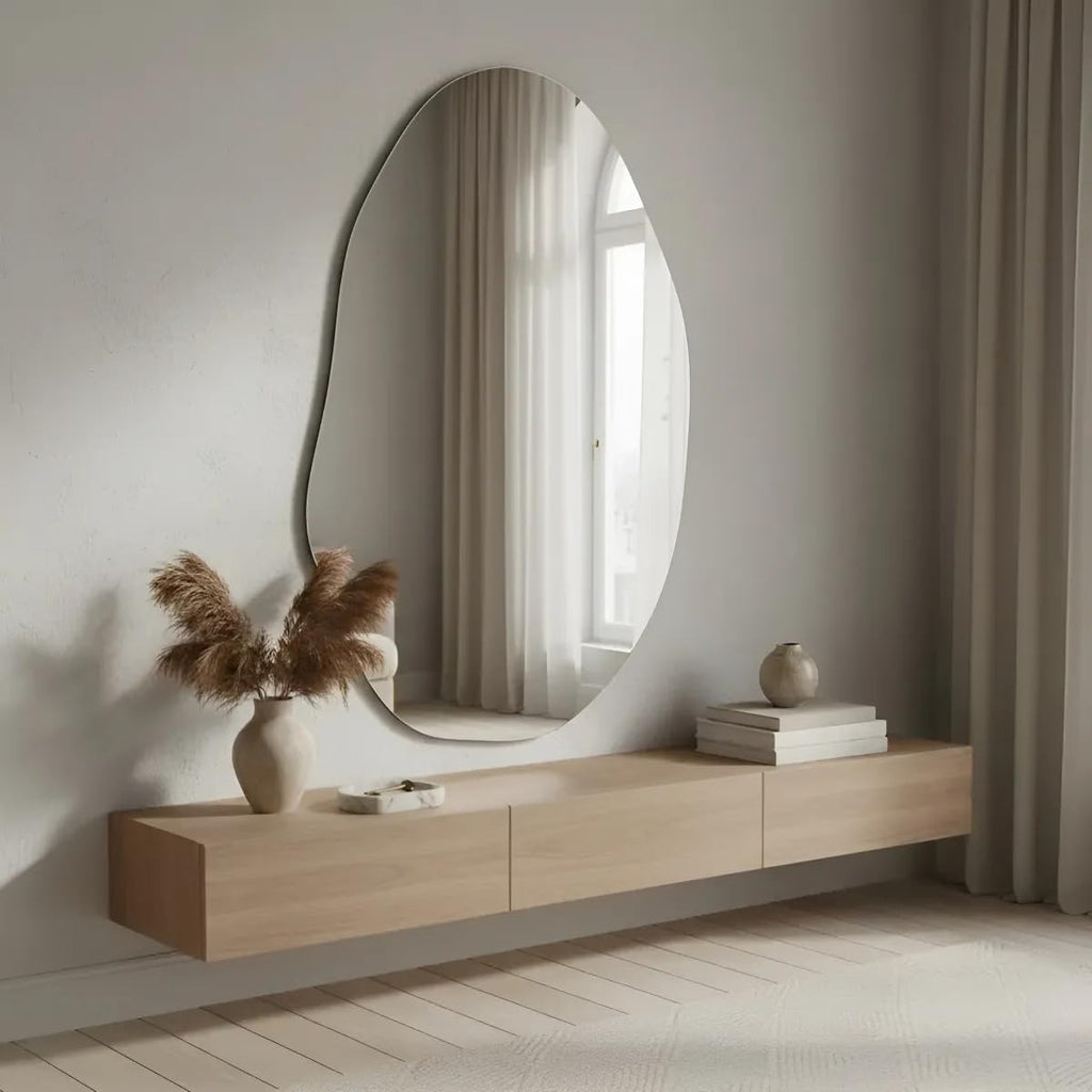 Espelho Lapidado Orgânico Grande 90x60cm Banheiro Sala de estar Quarto Closet