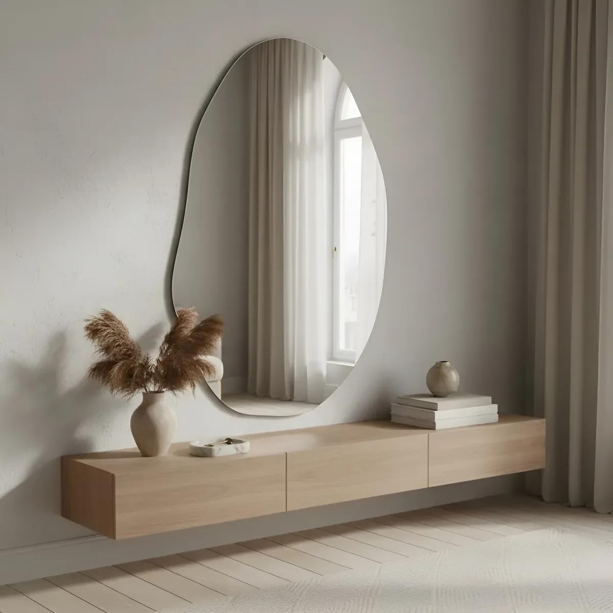 Espelho Lapidado Orgânico Grande 90x60cm Banheiro Sala de estar Quarto Closet