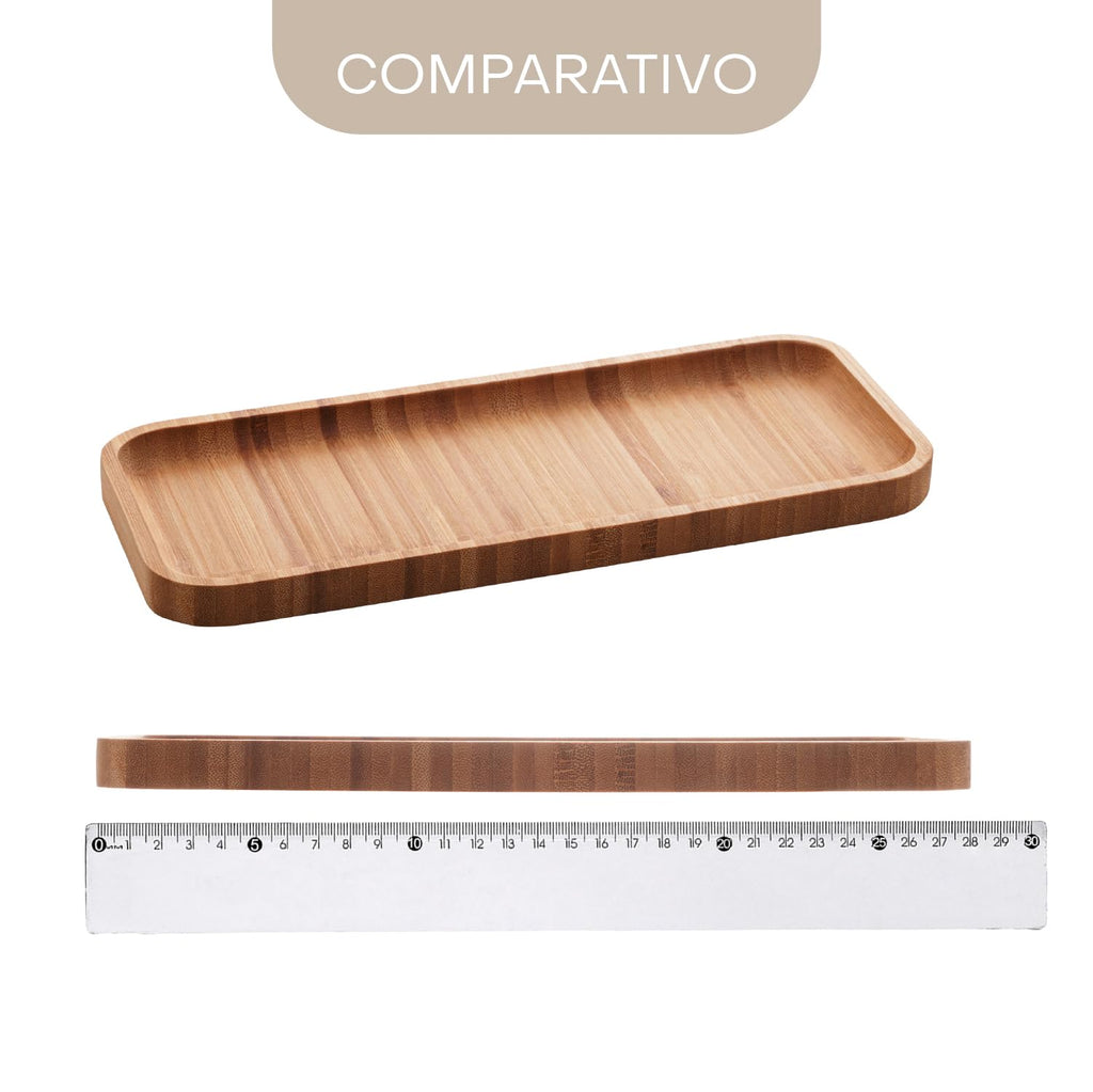 LYOR - Bandeja de Bambu Hire Marrom Natural 20cm - Mesa Posta - Organização - Utensílios de Cozinha - Enxoval - Decoração - Travessa Retangular - Petisqueira - Utilidades Domésticas