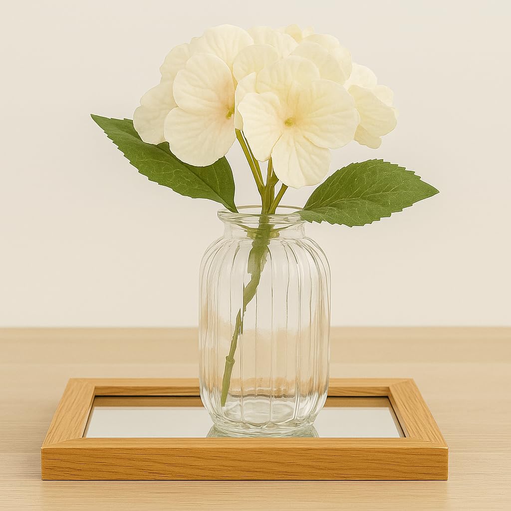 Kit Decorativo com Vaso de Vidro e Bandeja – Arranjo Artificial – Estilo Boho Natural para Sala, Quarto, Escritório e Presente