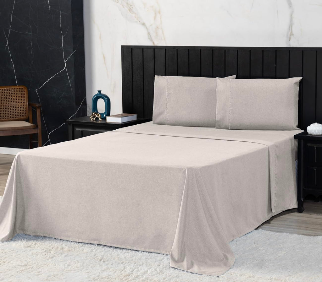 Jogo de Cama Queen Percal 400 Fios Ponto Palito 04 Peças, Antiácaro, Anti-pilling com Toque Macio - Branco