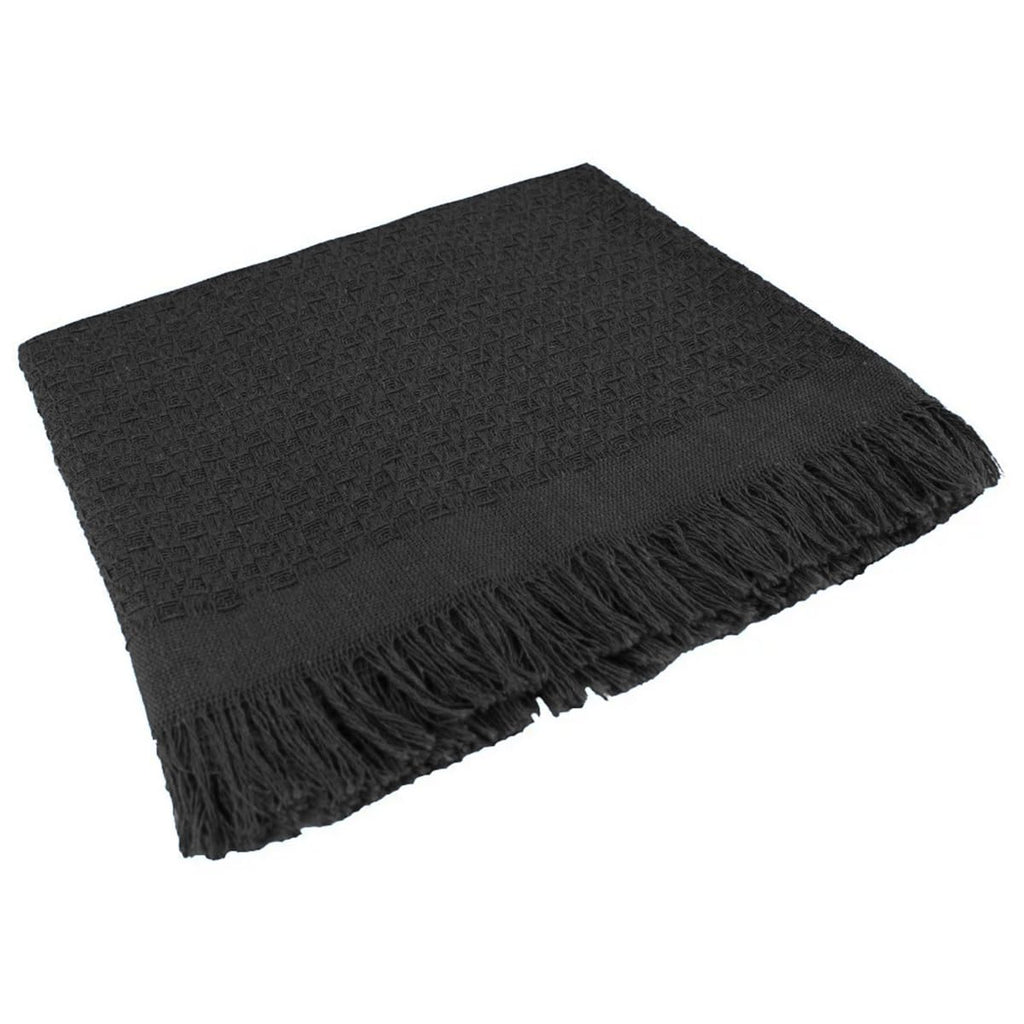 Decolab Manta para Sofá em Algodão com Franjas Artesanais | Cobertor Decorativo para Sofa, Poltrona e Cama | Estilo Boho Chic (Branca-Cru)