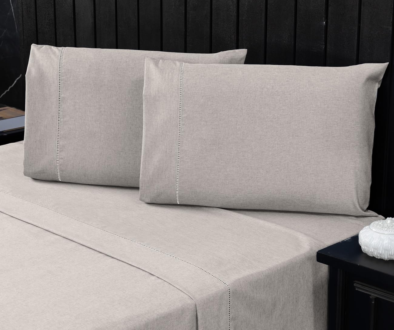 Jogo de Cama Queen Percal 400 Fios Ponto Palito 04 Peças, Antiácaro, Anti-pilling com Toque Macio - Branco