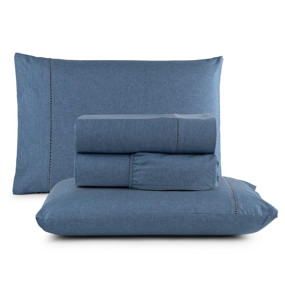 Jogo de Cama Queen Percal 400 Fios Ponto Palito 04 Peças, Antiácaro, Anti-pilling com Toque Macio - Branco