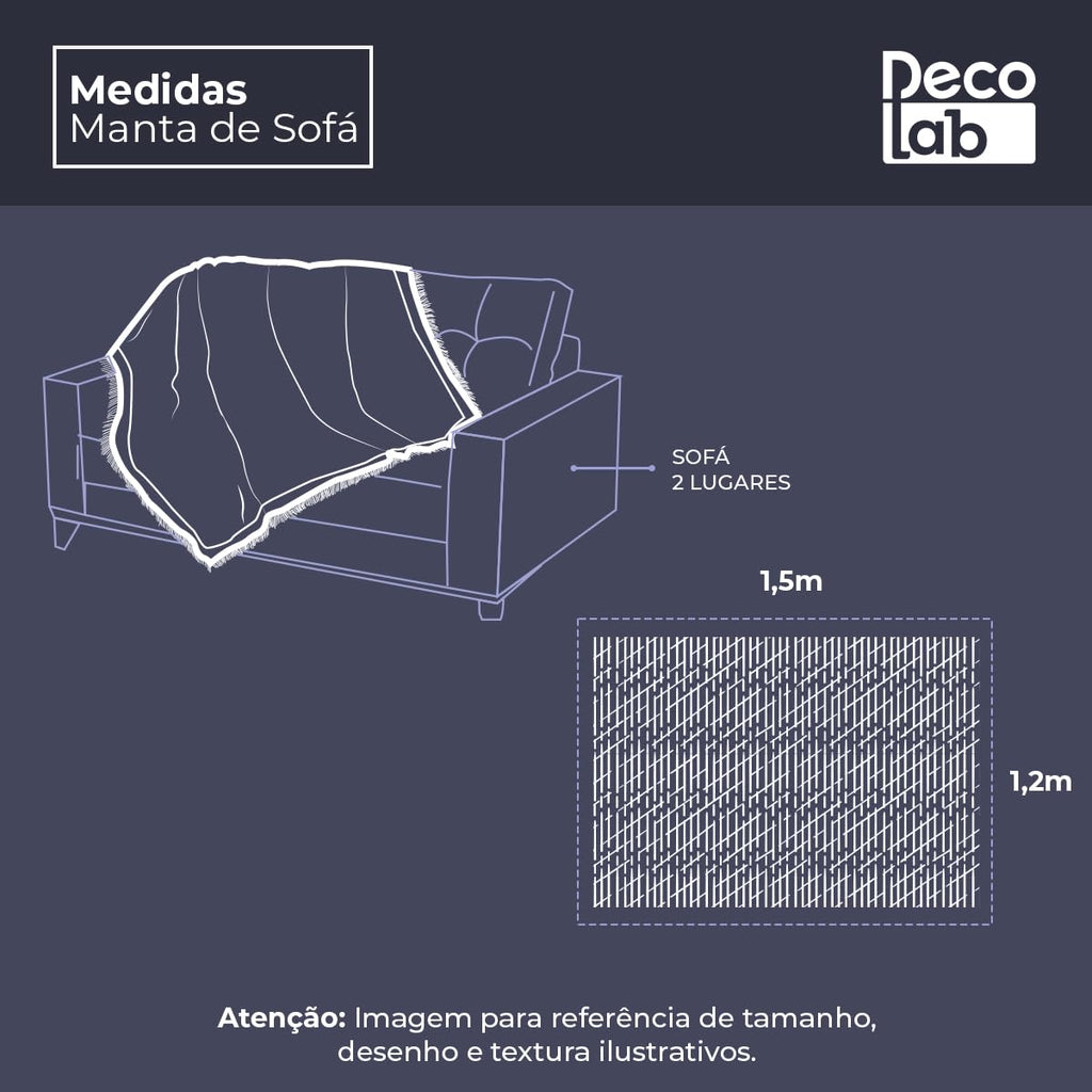 Decolab Manta para Sofá em Algodão com Franjas Artesanais | Cobertor Decorativo para Sofa, Poltrona e Cama | Estilo Boho Chic (Branca-Cru)