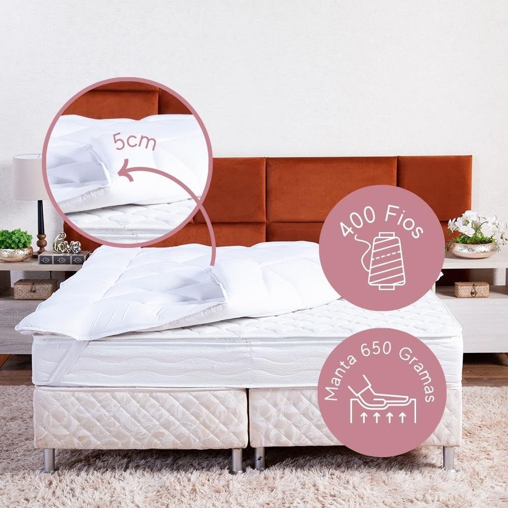Pillow Top 400 Fios Toque de Plumas Casa Dona (Solteiro)