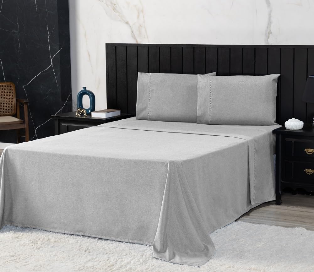 Jogo de Cama Queen Percal 400 Fios Ponto Palito 04 Peças, Antiácaro, Anti-pilling com Toque Macio - Branco