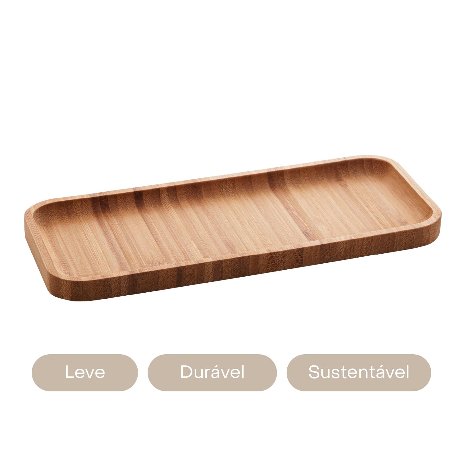 LYOR - Bandeja de Bambu Hire Marrom Natural 20cm - Mesa Posta - Organização - Utensílios de Cozinha - Enxoval - Decoração - Travessa Retangular - Petisqueira - Utilidades Domésticas