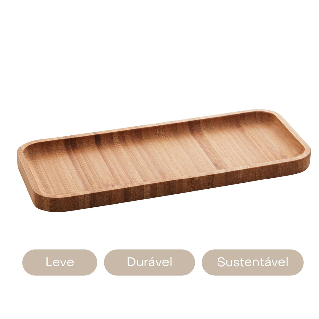 LYOR - Bandeja de Bambu Hire Marrom Natural 20cm - Mesa Posta - Organização - Utensílios de Cozinha - Enxoval - Decoração - Travessa Retangular - Petisqueira - Utilidades Domésticas