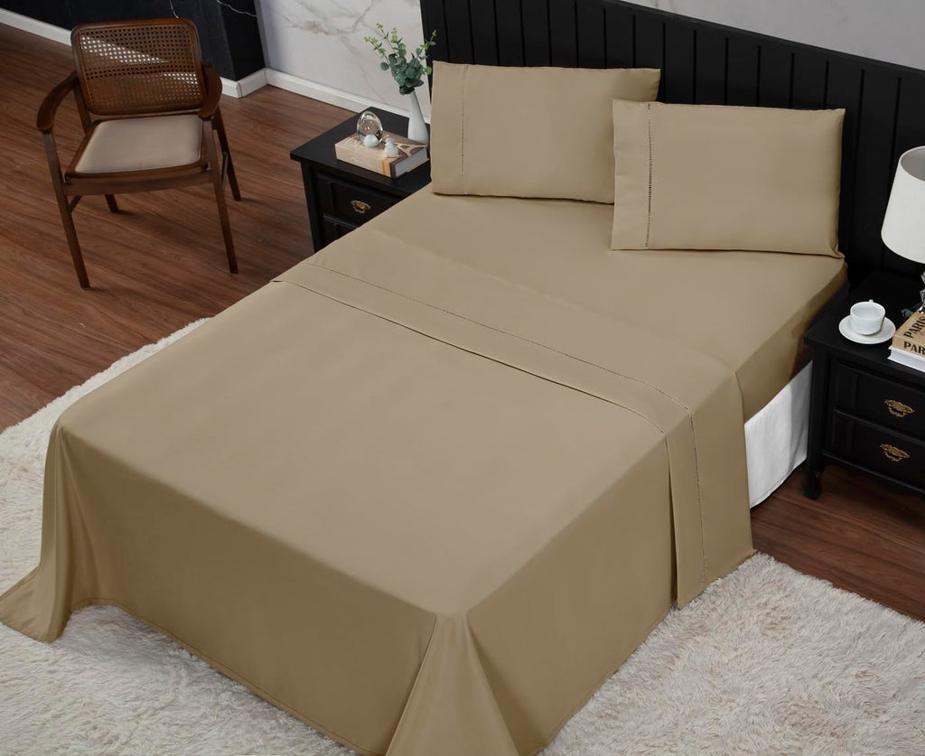 Jogo de Cama Queen Percal 400 Fios Ponto Palito 04 Peças, Antiácaro, Anti-pilling com Toque Macio - Branco