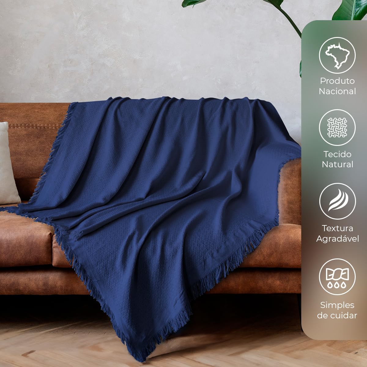 Decolab Manta para Sofá em Algodão com Franjas Artesanais | Cobertor Decorativo para Sofa, Poltrona e Cama | Estilo Boho Chic (Branca-Cru)