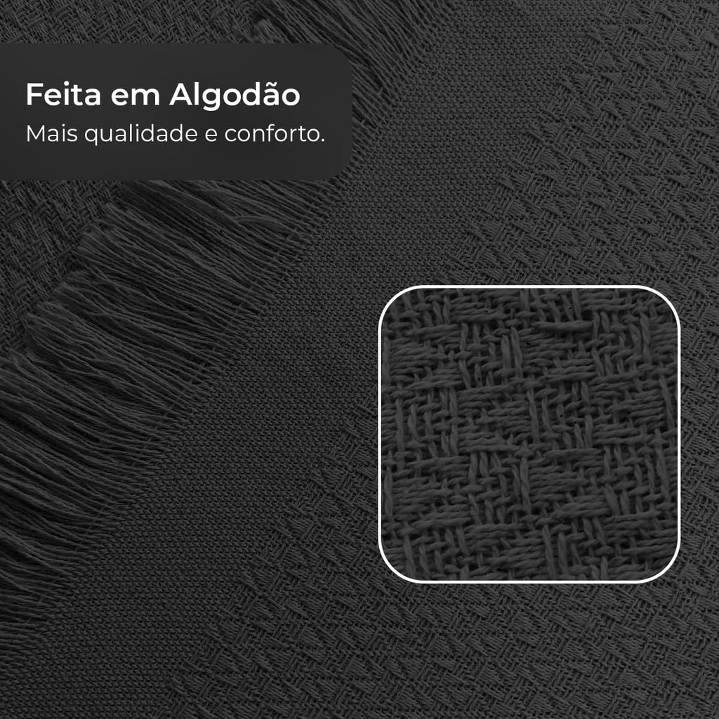 Decolab Manta para Sofá em Algodão com Franjas Artesanais | Cobertor Decorativo para Sofa, Poltrona e Cama | Estilo Boho Chic (Branca-Cru)