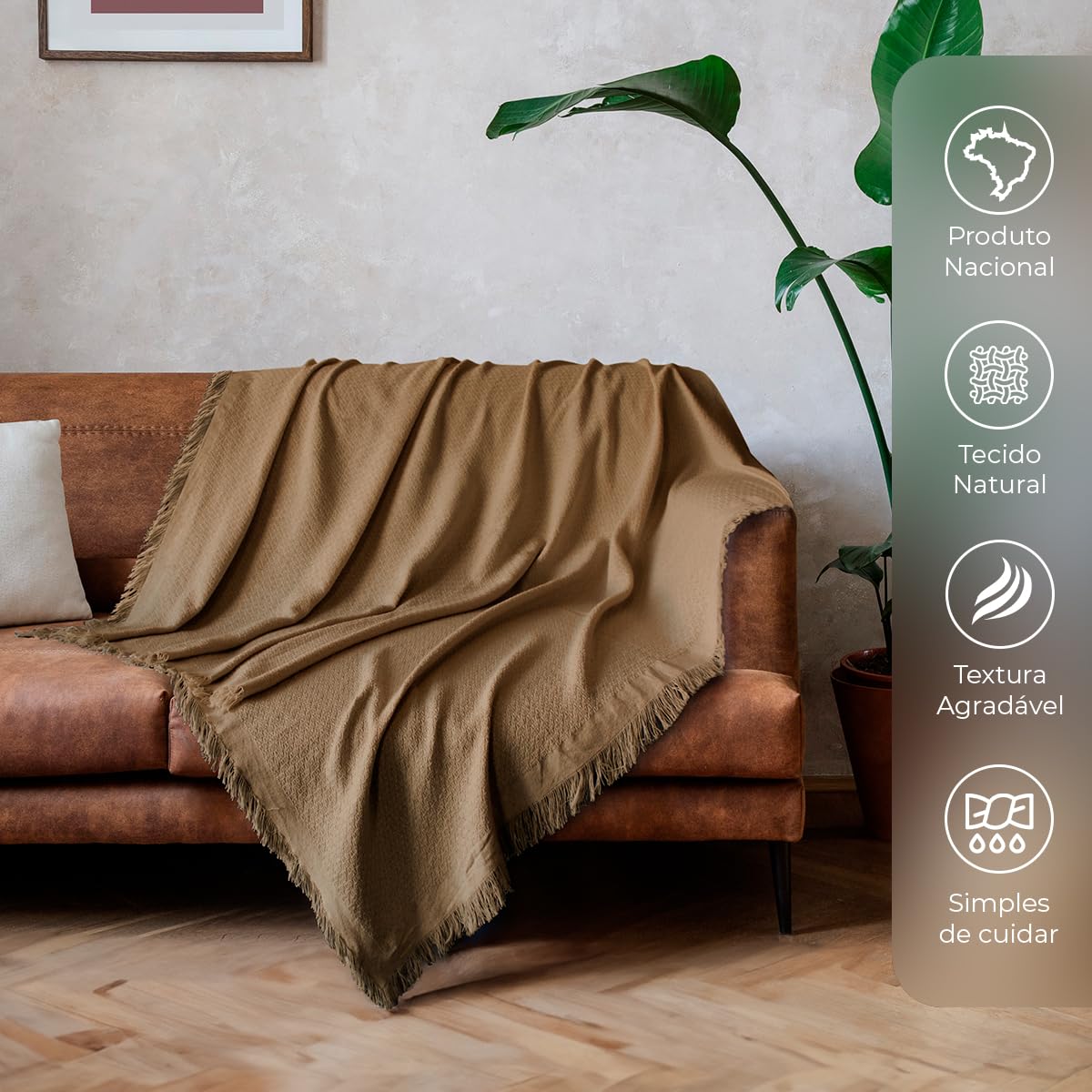 Decolab Manta para Sofá em Algodão com Franjas Artesanais | Cobertor Decorativo para Sofa, Poltrona e Cama | Estilo Boho Chic (Branca-Cru)