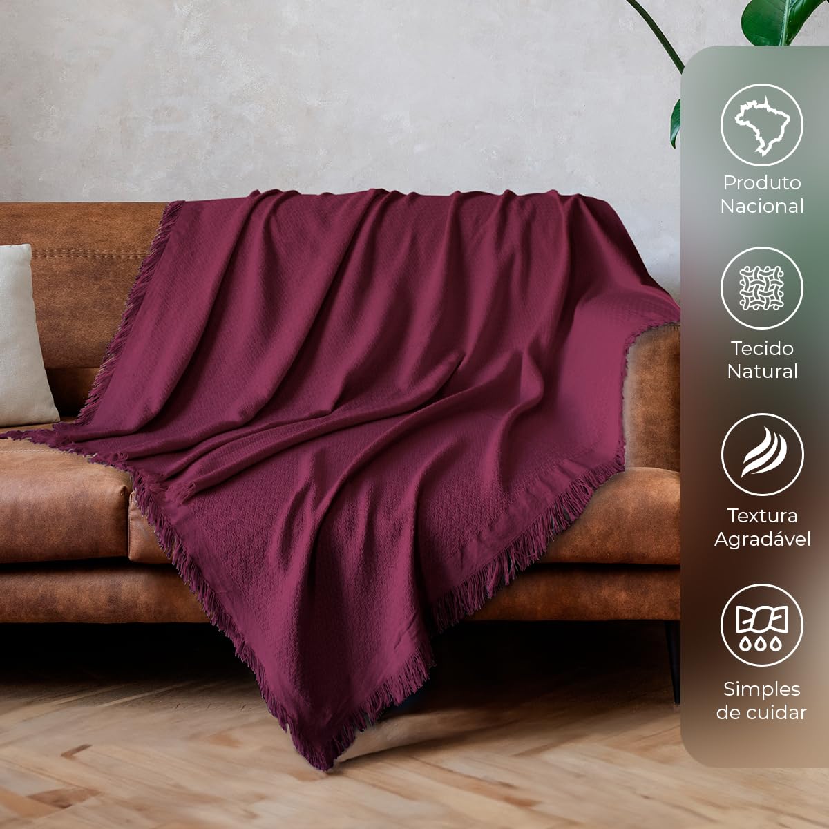 Decolab Manta para Sofá em Algodão com Franjas Artesanais | Cobertor Decorativo para Sofa, Poltrona e Cama | Estilo Boho Chic (Branca-Cru)