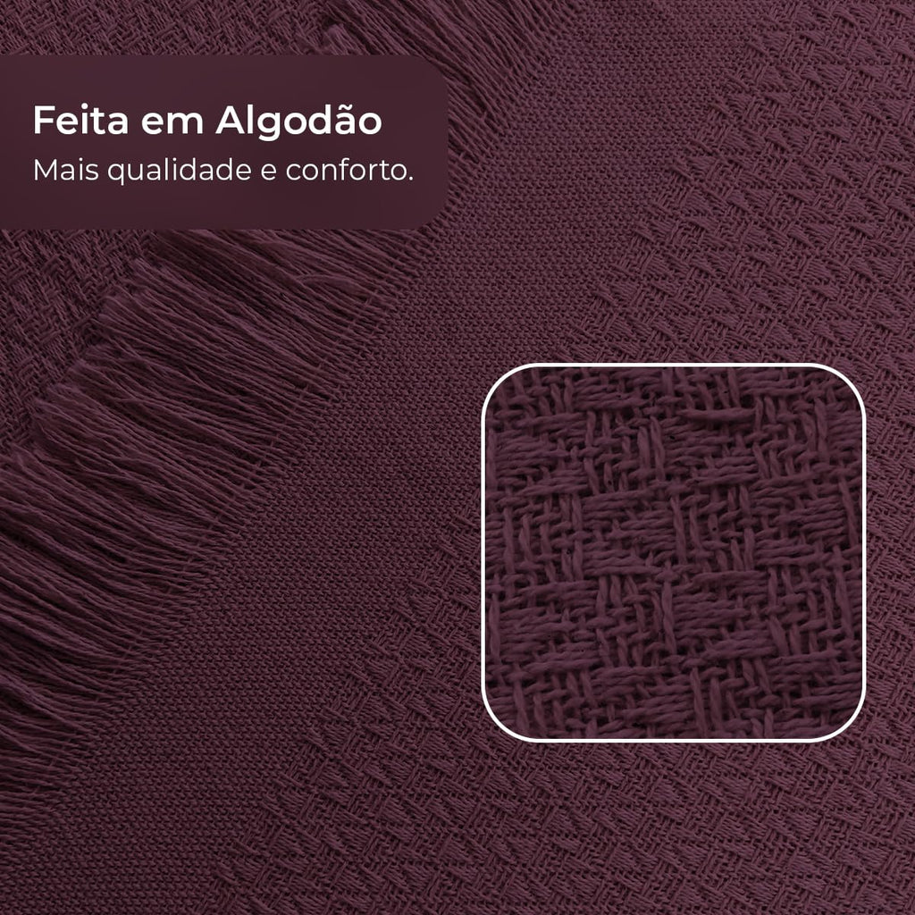 Decolab Manta para Sofá em Algodão com Franjas Artesanais | Cobertor Decorativo para Sofa, Poltrona e Cama | Estilo Boho Chic (Branca-Cru)