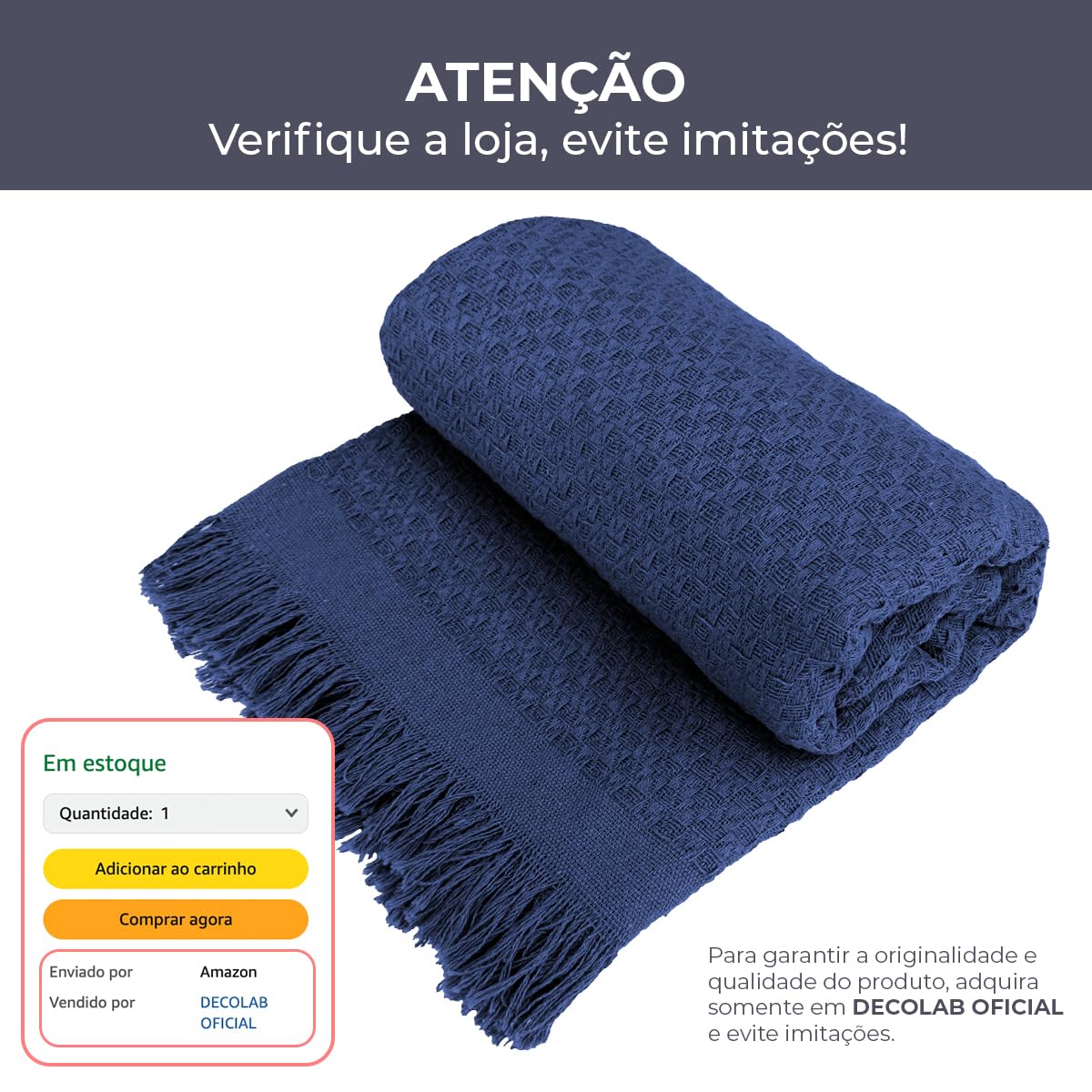 Decolab Manta para Sofá em Algodão com Franjas Artesanais | Cobertor Decorativo para Sofa, Poltrona e Cama | Estilo Boho Chic (Branca-Cru)