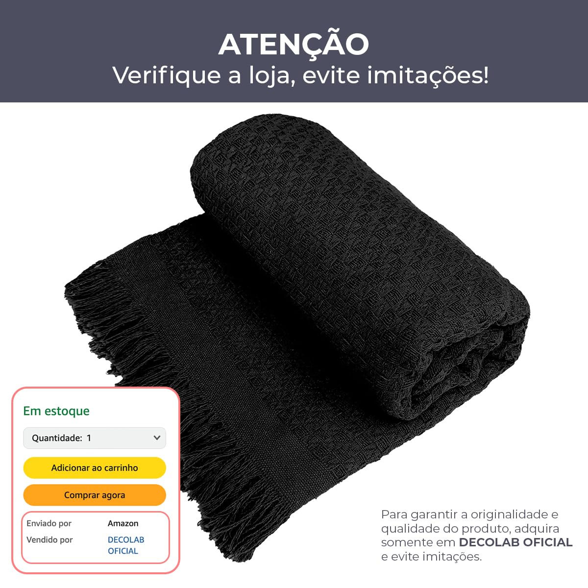 Decolab Manta para Sofá em Algodão com Franjas Artesanais | Cobertor Decorativo para Sofa, Poltrona e Cama | Estilo Boho Chic (Branca-Cru)