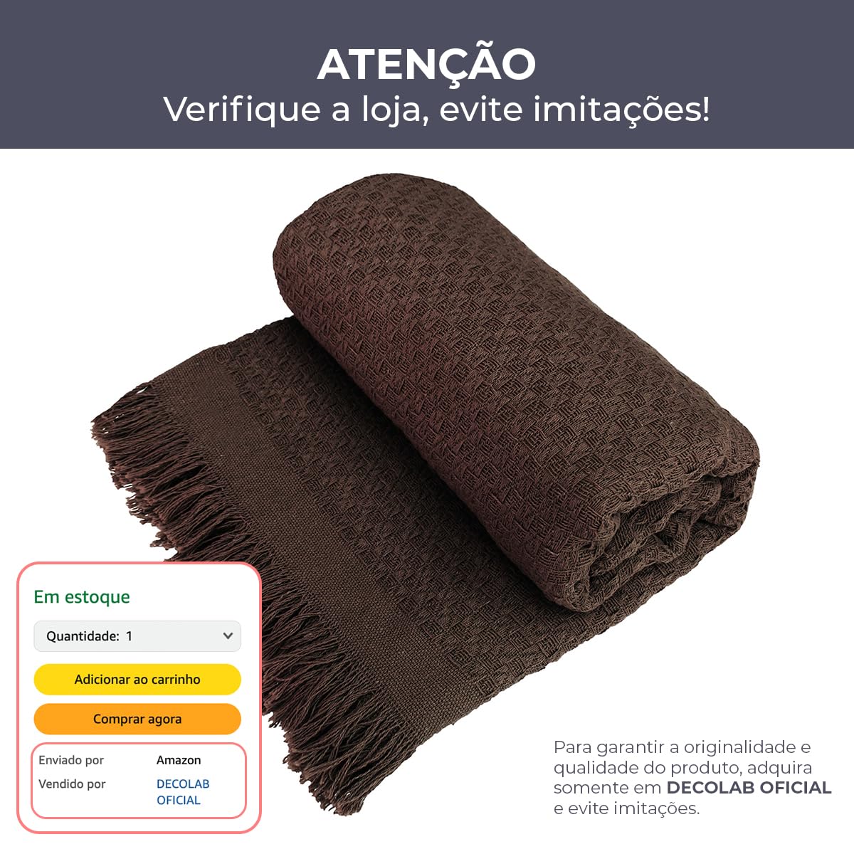 Decolab Manta para Sofá em Algodão com Franjas Artesanais | Cobertor Decorativo para Sofa, Poltrona e Cama | Estilo Boho Chic (Branca-Cru)