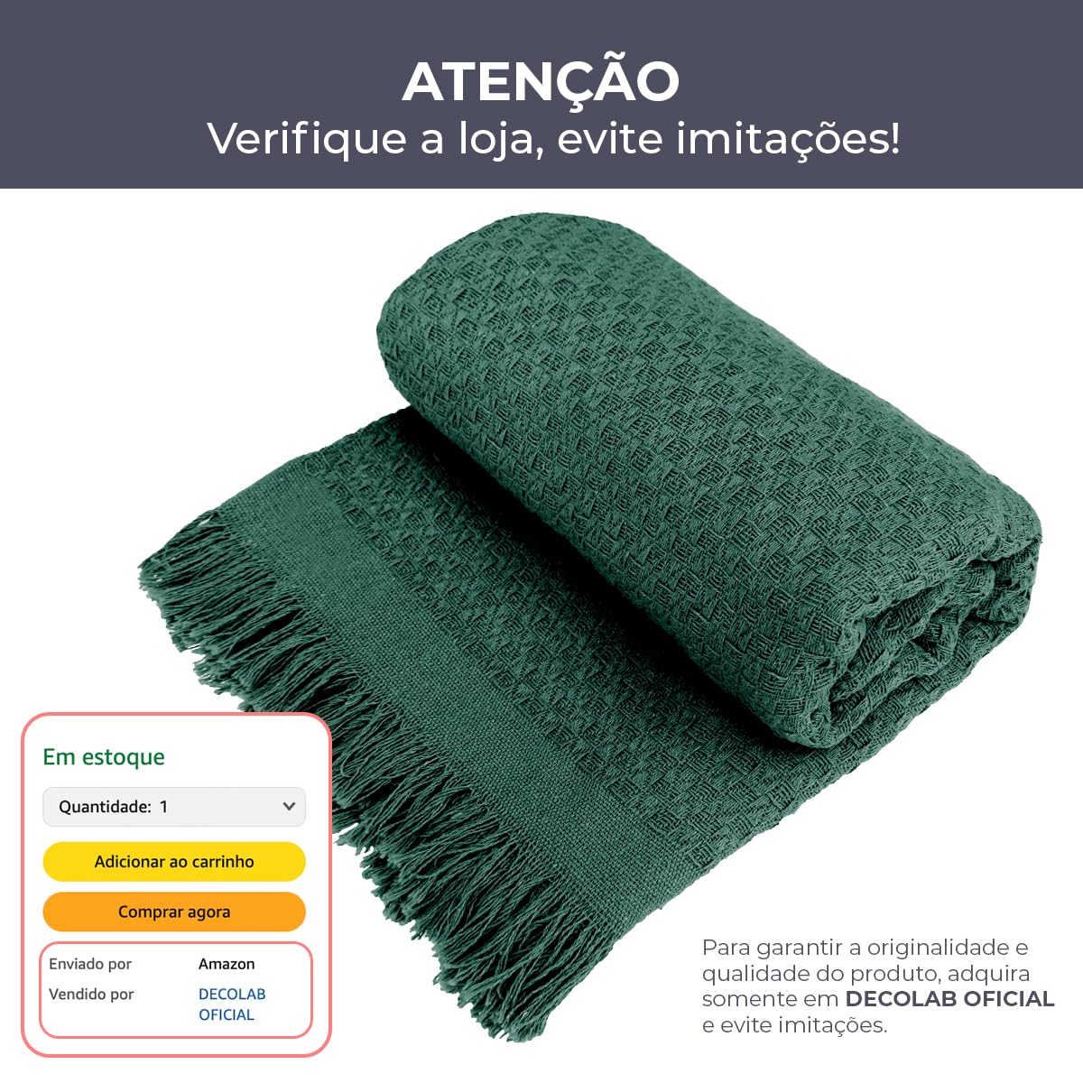 Decolab Manta para Sofá em Algodão com Franjas Artesanais | Cobertor Decorativo para Sofa, Poltrona e Cama | Estilo Boho Chic (Branca-Cru)