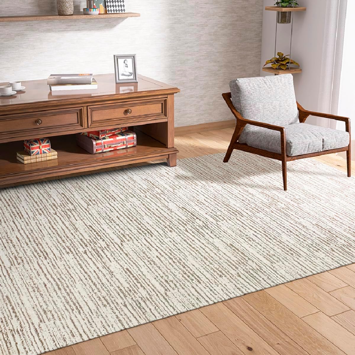 Tapete Sala Boho Antiderrapante 2,00m x 1,40m Estonado Cru Caramelo Artesanal